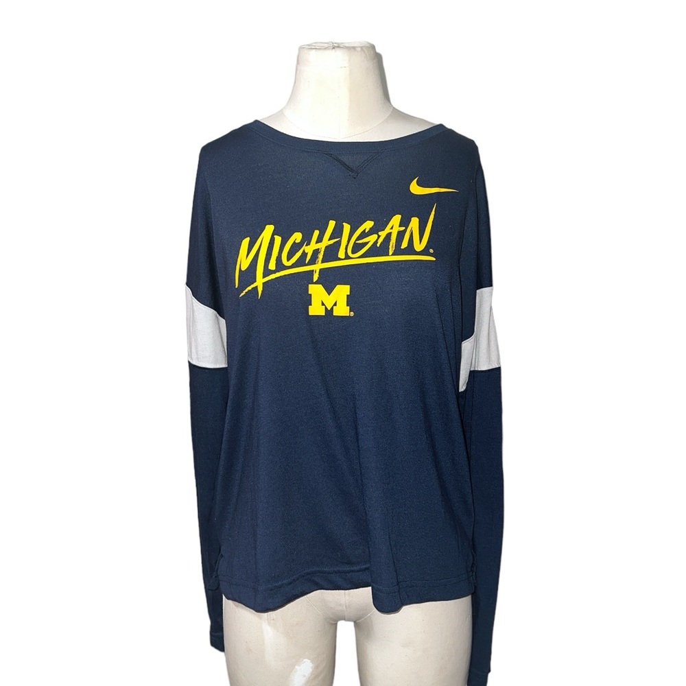 NIKE | WOMENS COLOR BLOCK LONG SLEEVE MOCK NECK MICHIGAN SHIRT MED